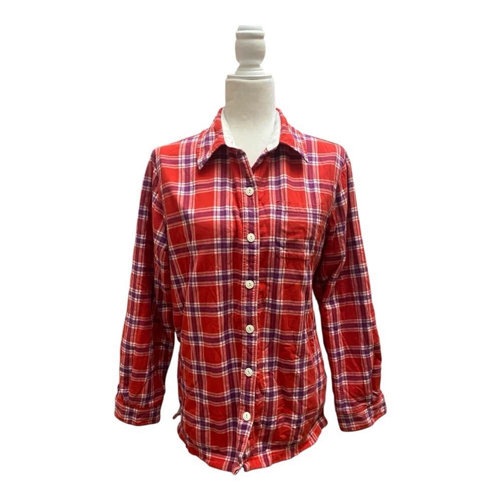 L.L. Bean Womens Vintage Red Flannel Fleece Lined Shirt